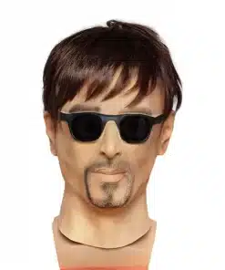 pruunide juustega mehe mask päikeseprillidega