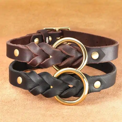 Genuine-Leather-Dog-Collar-Leash-Set-Braided-Durable-Leather-Dog-Collars-For-Medium-Large-Dogs-German-1 – saadaval Tootemaailm e-kaubamajas