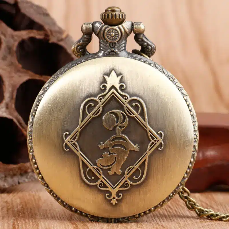 Vintage Copper Pocket Watch Alice in Wonderland Cut Pattern Fashion Modern Flower Retro Necklace Women Kids Birthday Xmas Gifts 2