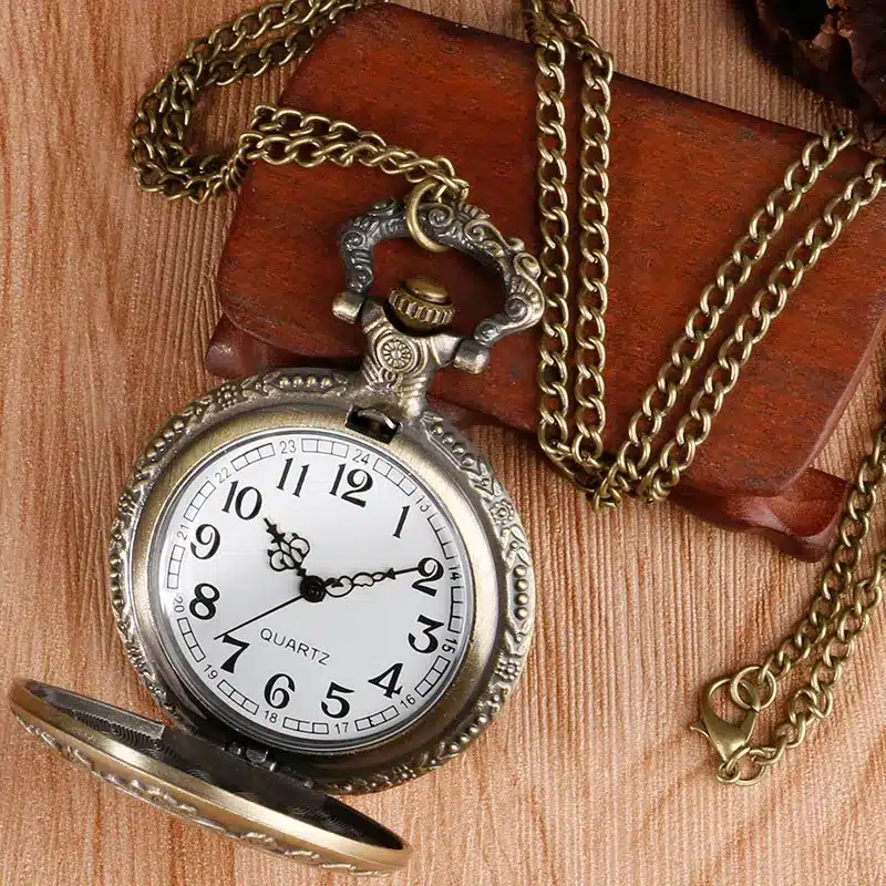 Vintage Copper Pocket Watch Alice in Wonderland Cut Pattern Fashion Modern Flower Retro Necklace Women Kids Birthday Xmas Gifts 6