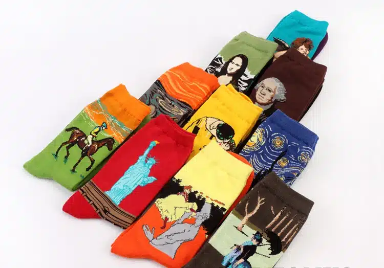 Autumn winter Fashion Retro Women New Personality Art Van Gogh Mural World Famous Painting Series Male Socks Oil Funny Socks Hot 16