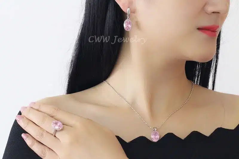 High Quality Round Purple Pink Anstrian Crystal Ladies Jewelry Sterling Silver 925 Fashion Jewellery Sets Christmas Gifts T271 36