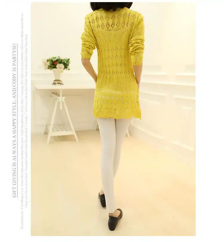 OHCLOTHING 2017 Fashion Knitted Cardigan Loose Pocket Hollow Long Sleeve Women Sweater Female Cardigans Women's Coats Outerwear 9