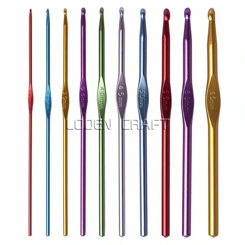 Looen Random 10pcs Aluminum Crochet Hooks And 12Pcs Silver Hooks Needles Knit Weave Stitches Knitting Craft With Five Color Case 13