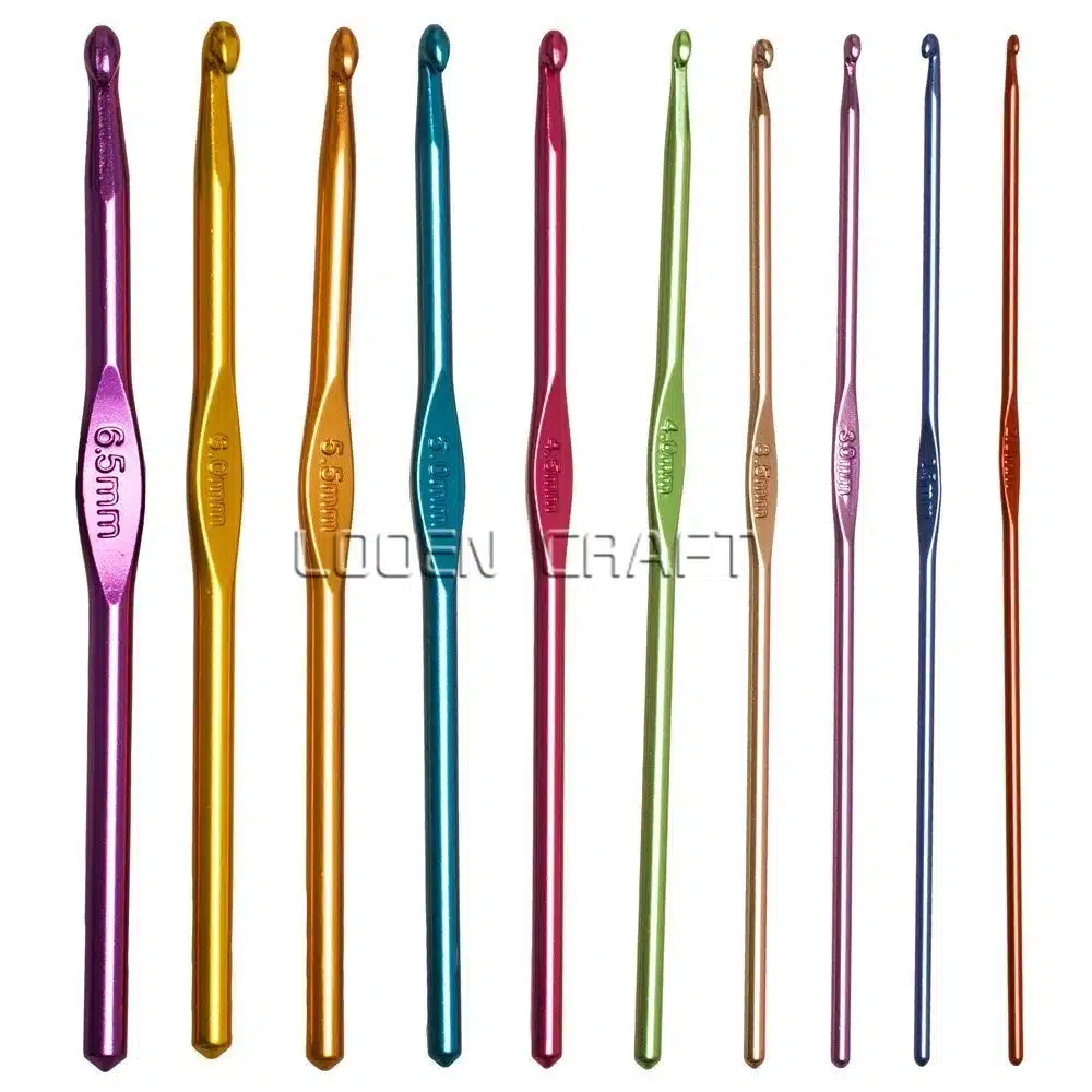 Looen Random 10pcs Aluminum Crochet Hooks And 12Pcs Silver Hooks Needles Knit Weave Stitches Knitting Craft With Five Color Case 16