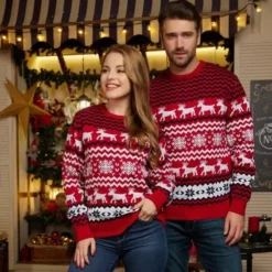 Family-Christmas-Sweaters-Women-Men-Boys-Girls-Matching-Clothes-Jacquard-Jumpers-Warm-Thick-Pullover-Top-Casual – saadaval Tootemaailm e-kaubamajas