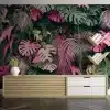 Custom-Mural-Papel-De-Parede-3D-Wallpaper-Modern-Pink-Green-Tropical-Rainforest-Plant-Leaves-Living-Room-3 – saadaval Tootemaailm e-kaubamajas