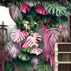 Custom-Mural-Papel-De-Parede-3D-Wallpaper-Modern-Pink-Green-Tropical-Rainforest-Plant-Leaves-Living-Room-1 – saadaval Tootemaailm e-kaubamajas