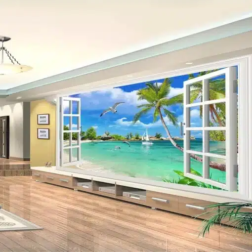 Custom-3D-Photo-Wallpaper-Window-Beach-Scenery-Bedroom-Living-Room-Sofa-TV-Background-Wall-Covering-Mural-2 – saadaval Tootemaailm e-kaubamajas