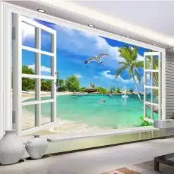 Custom-3D-Photo-Wallpaper-Window-Beach-Scenery-Bedroom-Living-Room-Sofa-TV-Background-Wall-Covering-Mural-1 – saadaval Tootemaailm e-kaubamajas