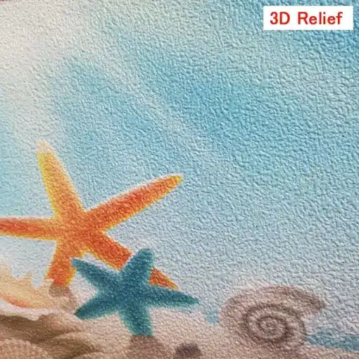 3D reljeefne tapeet meritähtede ja merekarpidega