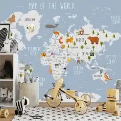 Custom-3D-Photo-Wallpaper-For-Kids-Room-Papel-De-Parede-Cartoon-World-Map-Children-Room-Living-1 – saadaval Tootemaailm e-kaubamajas