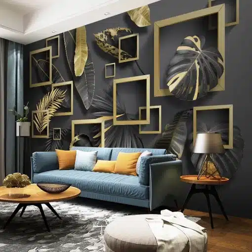 Custom-3D-Photo-Wallpaper-Murals-Modern-Creative-Golden-Leaf-3D-Stereoscopic-Geometric-Living-Room-Sofa-TV-2 – saadaval Tootemaailm e-kaubamajas