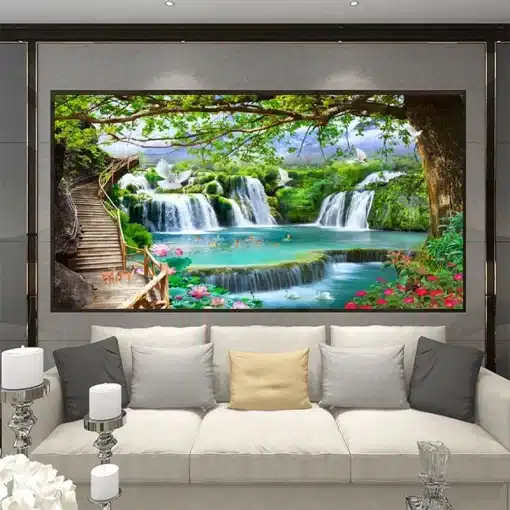 Custom-Any-Size-Green-Forest-Waterfall-Nature-Landscape-3D-Mural-Wallpaper-Living-Room-Bedroom-Photo-Wall-3 – saadaval Tootemaailm e-kaubamajas