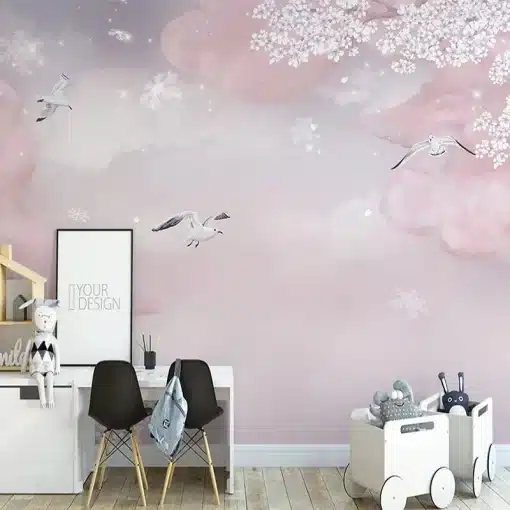 Custom-Mural-Nordic-Ins-Hand-painted-Fantasy-Pink-Clouds-Romantic-Cherry-Blossom-Children-s-Room-Background-4 – saadaval Tootemaailm e-kaubamajas