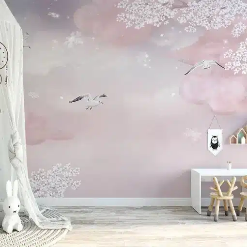Custom-Mural-Nordic-Ins-Hand-painted-Fantasy-Pink-Clouds-Romantic-Cherry-Blossom-Children-s-Room-Background-3 – saadaval Tootemaailm e-kaubamajas