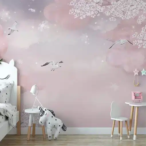 Custom-Mural-Nordic-Ins-Hand-painted-Fantasy-Pink-Clouds-Romantic-Cherry-Blossom-Children-s-Room-Background-1 – saadaval Tootemaailm e-kaubamajas