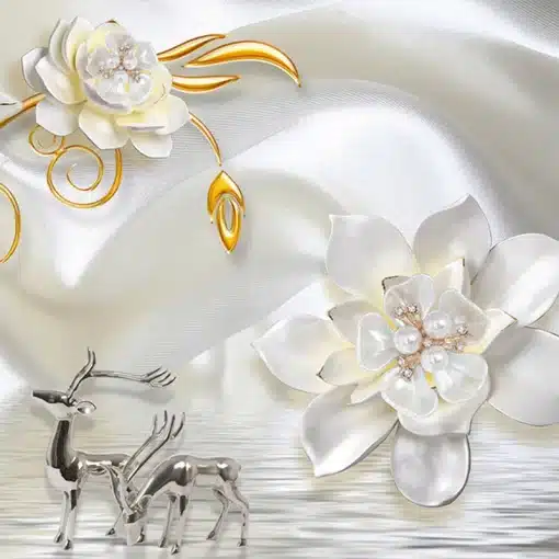 Custom-3D-Wall-Murals-Wallpaper-Luxury-3D-Relief-Deer-White-Silk-Pearl-Jewelry-Flower-Large-Wall-3 – saadaval Tootemaailm e-kaubamajas