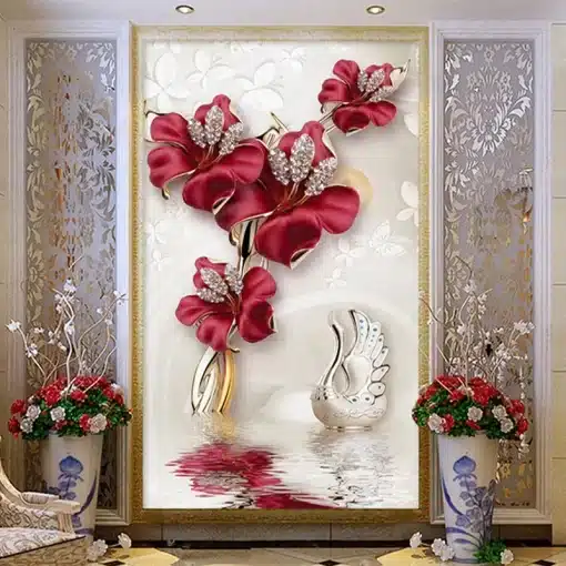 Custom-Mural-3D-Jewelry-Red-Flowers-Butterfly-Entrance-Wall-Decor-Painting-For-Living-Room-Corridor-Hallway-1 – saadaval Tootemaailm e-kaubamajas