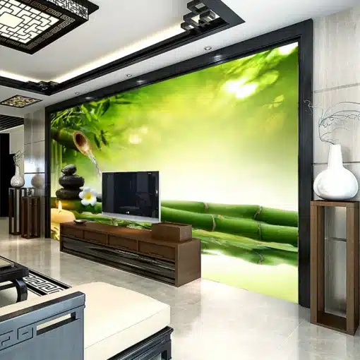 Custom-3D-Photo-Wallpaper-Living-Room-TV-Backdrop-Green-Bamboo-Flowing-Water-Natural-Landscape-Interior-Decoration-3 – saadaval Tootemaailm e-kaubamajas