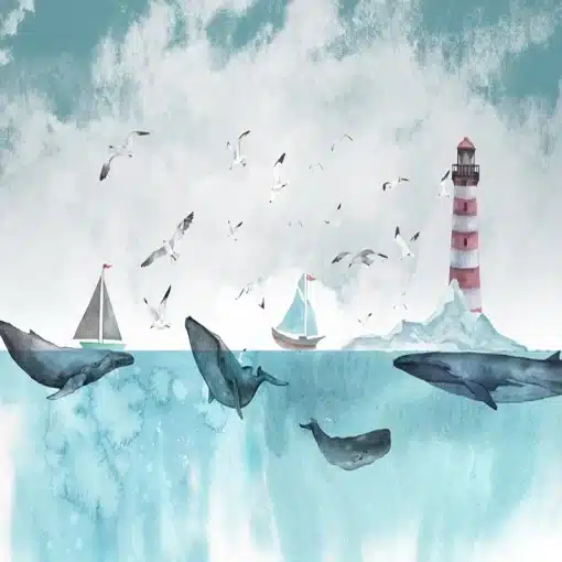 Custom-3D-Cartoon-Creative-Hand-painted-Whale-Lighthouse-Mural-Wallpaper-For-Kids-Room-Bedroom-Background-Wall-3 – saadaval Tootemaailm e-kaubamajas