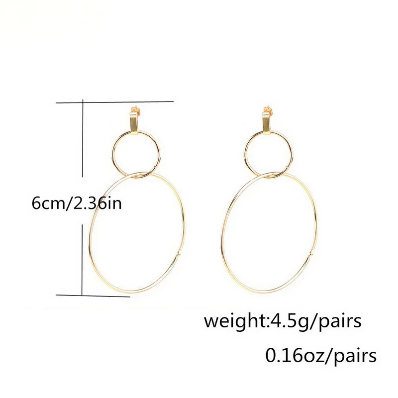 2017 New European Exaggerated Aros Big Hoop Earrings for Women Double Round Circle Pendant Long Earrings Brincos Jewelry XR431 11