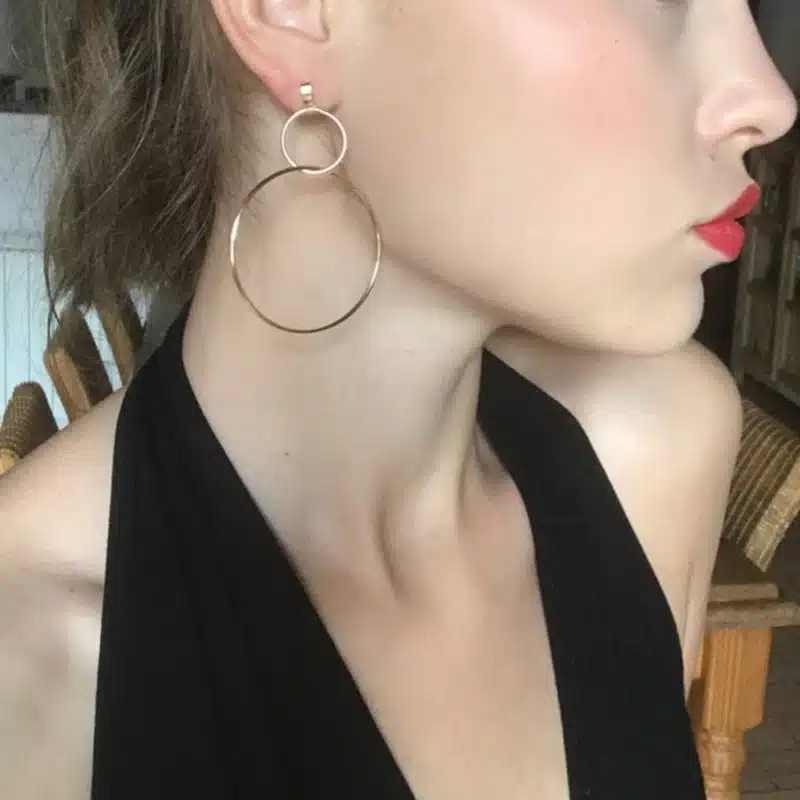 2017 New European Exaggerated Aros Big Hoop Earrings for Women Double Round Circle Pendant Long Earrings Brincos Jewelry XR431 13