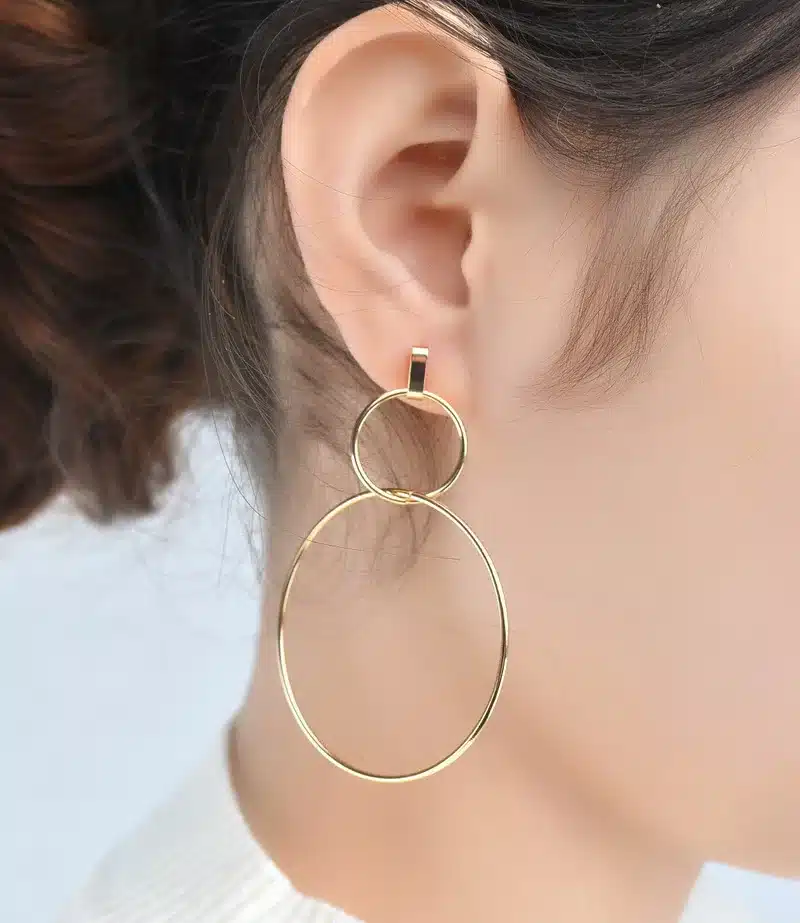 2017 New European Exaggerated Aros Big Hoop Earrings for Women Double Round Circle Pendant Long Earrings Brincos Jewelry XR431 22