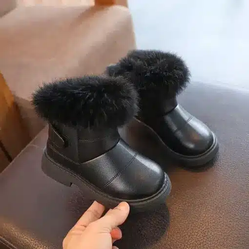 2023-New-Solid-Color-Britain-Style-Girls-Casual-Boots-Plush-Winter-Soft-Baby-Boys-Short-Boots-4