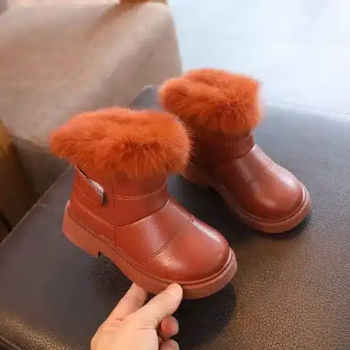 2023-New-Solid-Color-Britain-Style-Girls-Casual-Boots-Plush-Winter-Soft-Baby-Boys-Short-Boots-3