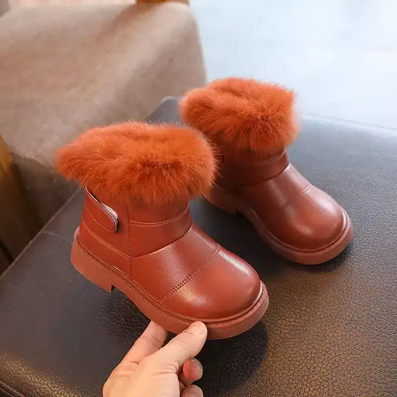 2023-New-Solid-Color-Britain-Style-Girls-Casual-Boots-Plush-Winter-Soft-Baby-Boys-Short-Boots-3