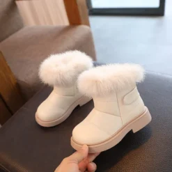 2023-New-Solid-Color-Britain-Style-Girls-Casual-Boots-Plush-Winter-Soft-Baby-Boys-Short-Boots