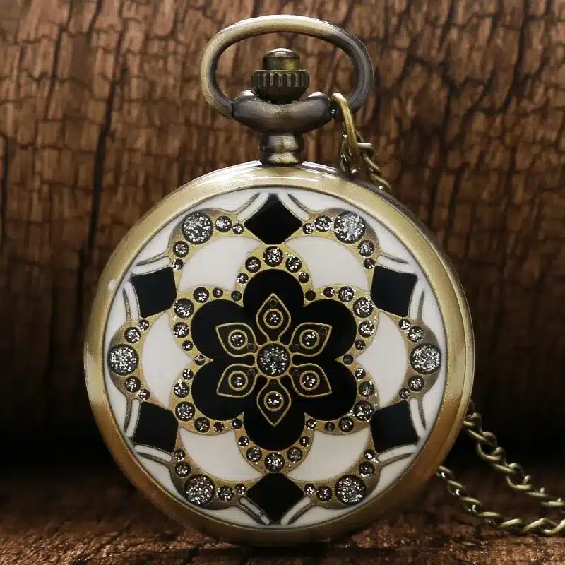 2017 Luxury Fashion Vintage Elegant Ceramics Flowers Antique Quartz Pocket Watch Necklace Pendant Clock For men and women gift 4