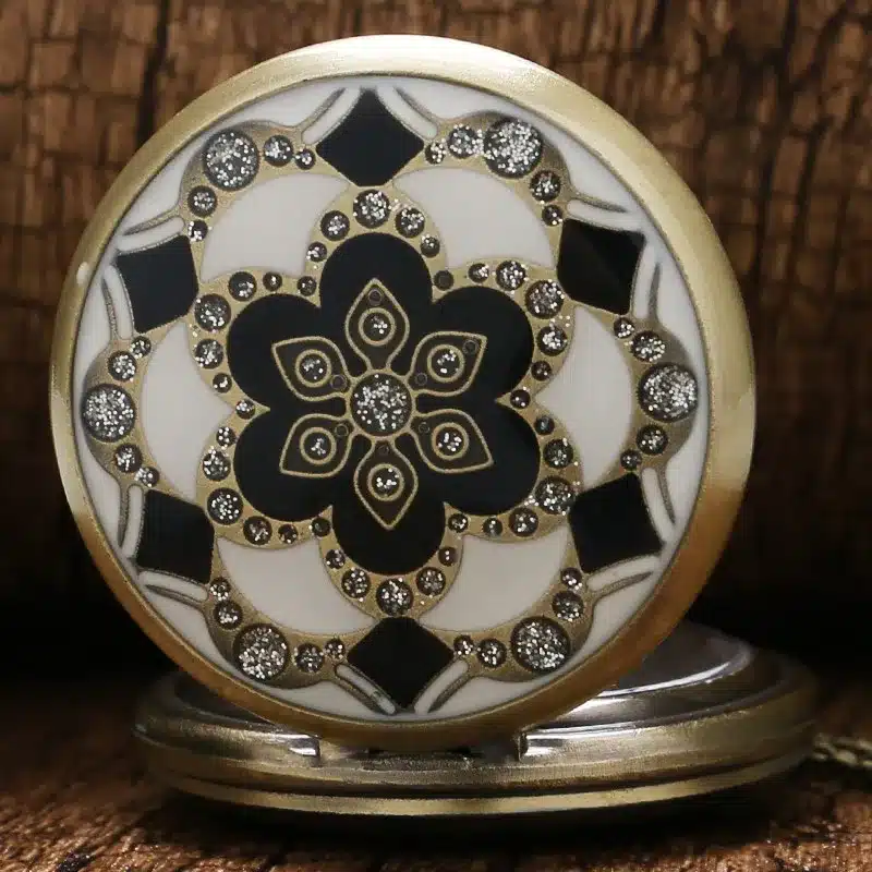2017 Luxury Fashion Vintage Elegant Ceramics Flowers Antique Quartz Pocket Watch Necklace Pendant Clock For men and women gift 6