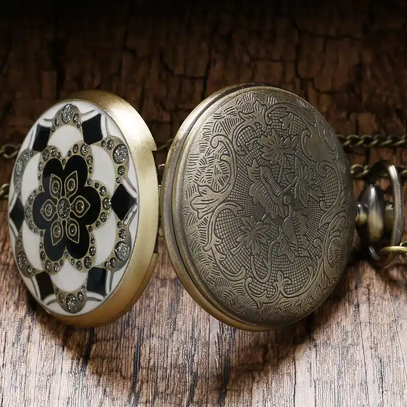 2017 Luxury Fashion Vintage Elegant Ceramics Flowers Antique Quartz Pocket Watch Necklace Pendant Clock For men and women gift 7