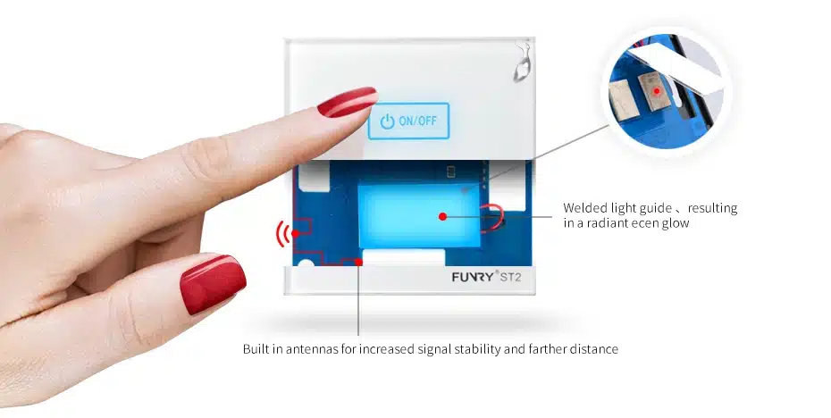 Funry ST2 2Gang EU Standard Touch Screen Smart Switch Surface Waterproof Tempered Glass 170-240V RF433MHz Lighting Touch Switch 15