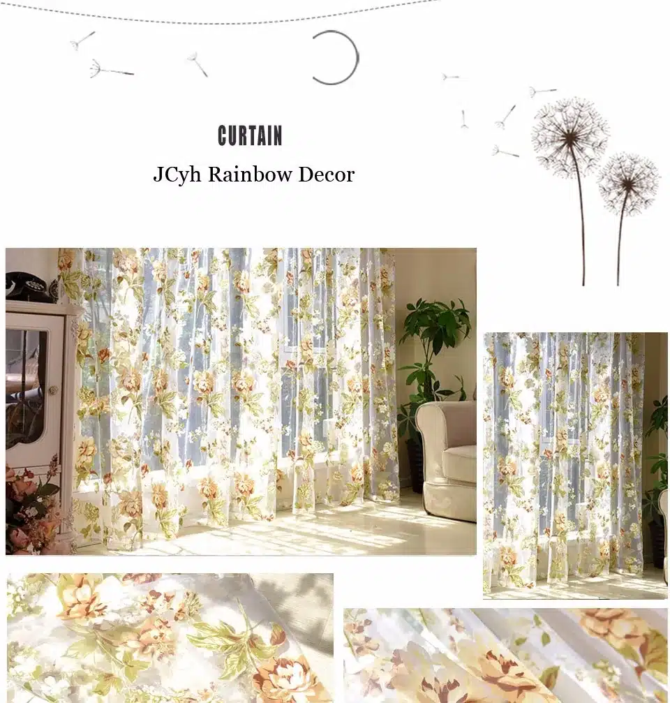 Floral Tulle Curtains For Living Room Purple Sheer Curtains For Children Bedroom Door Short Kitchen Window Curtains Kids Drapes 17