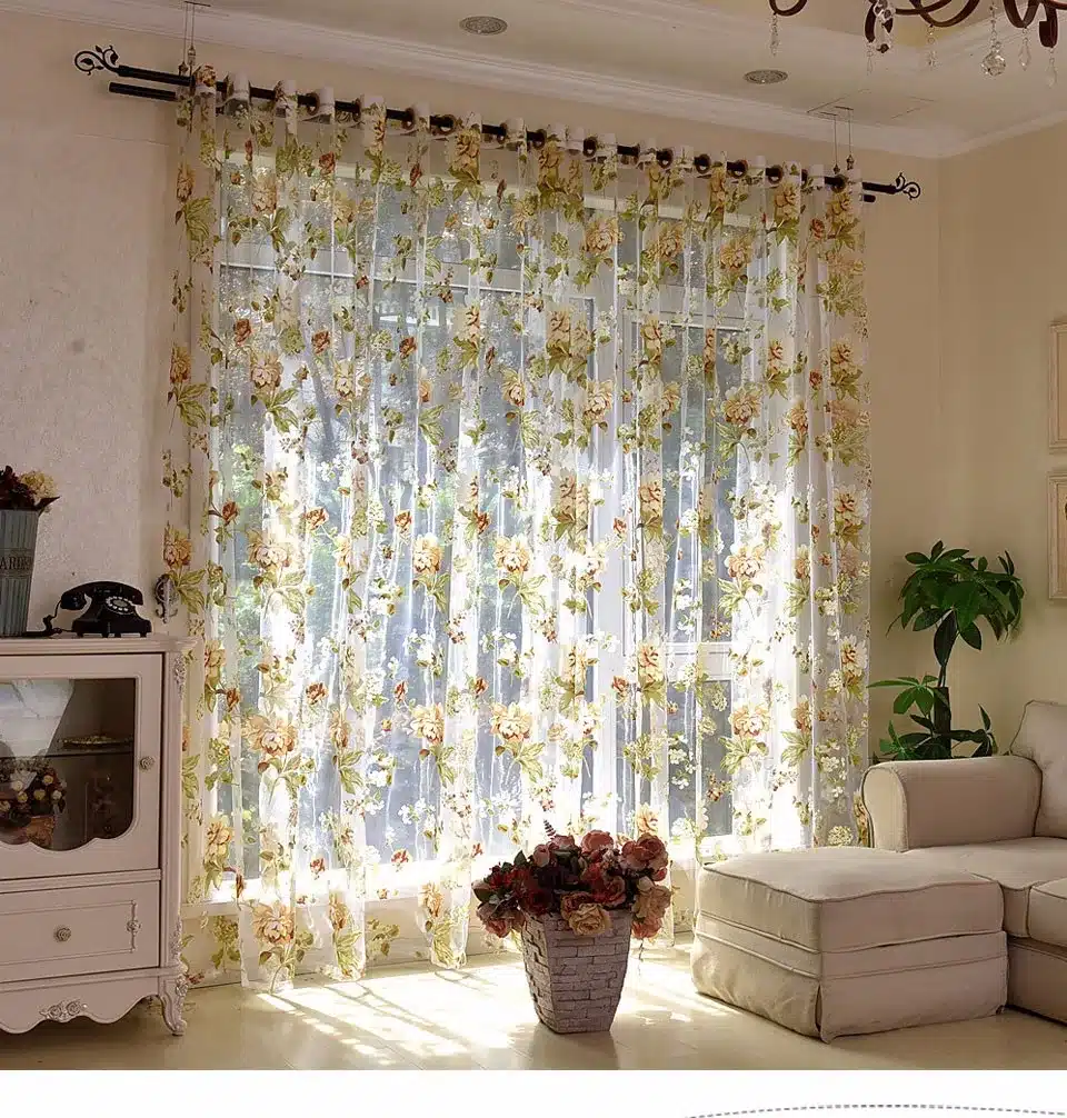 Floral Tulle Curtains For Living Room Purple Sheer Curtains For Children Bedroom Door Short Kitchen Window Curtains Kids Drapes 16