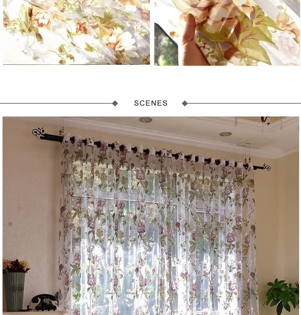 Floral Tulle Curtains For Living Room Purple Sheer Curtains For Children Bedroom Door Short Kitchen Window Curtains Kids Drapes 18