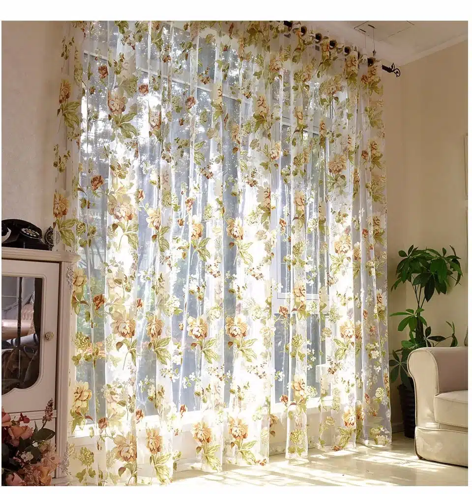 Floral Tulle Curtains For Living Room Purple Sheer Curtains For Children Bedroom Door Short Kitchen Window Curtains Kids Drapes 23