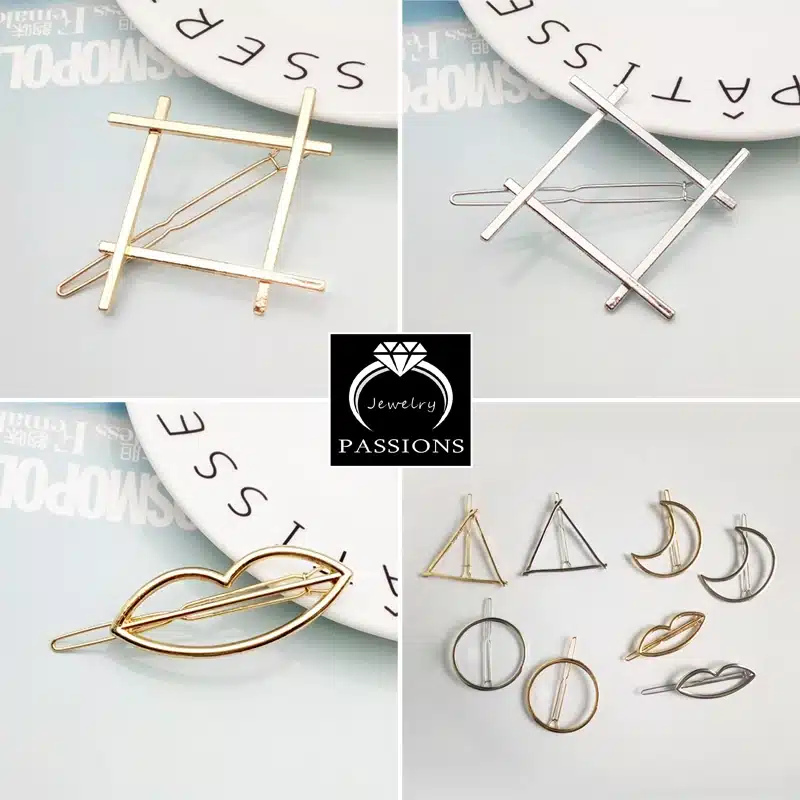 Hot Sale Fashion Gold Silver Metal Round Triangle Geometry Hair Clips Barrettes Hairpin For Women Headwear Decorative Jewelry 11