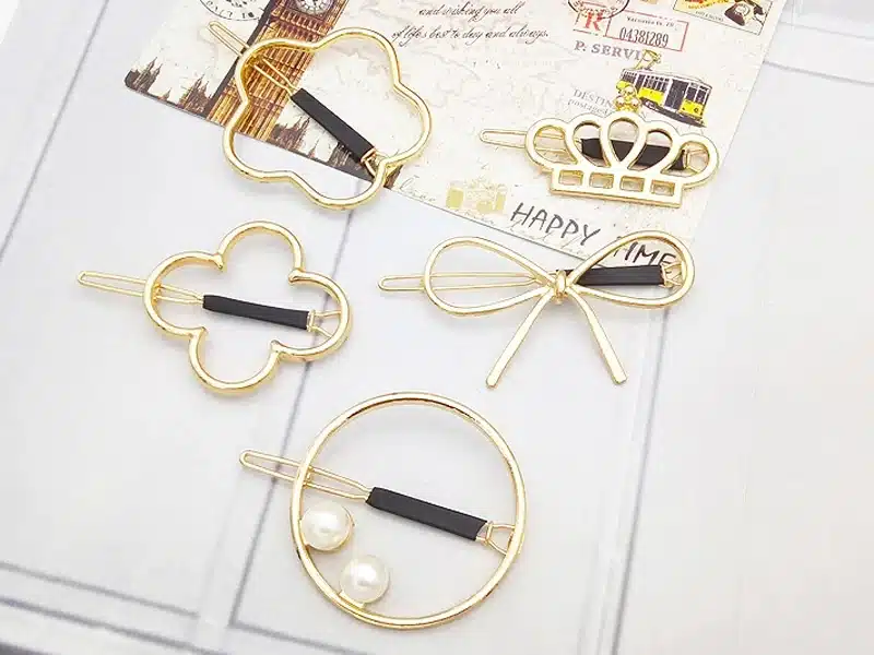 Hot Sale Fashion Gold Silver Metal Round Triangle Geometry Hair Clips Barrettes Hairpin For Women Headwear Decorative Jewelry 16