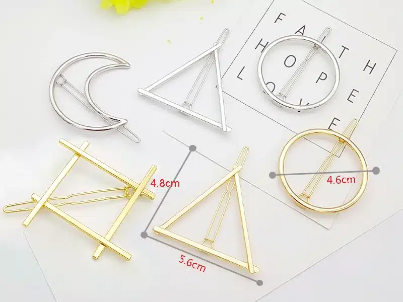 Hot Sale Fashion Gold Silver Metal Round Triangle Geometry Hair Clips Barrettes Hairpin For Women Headwear Decorative Jewelry 18