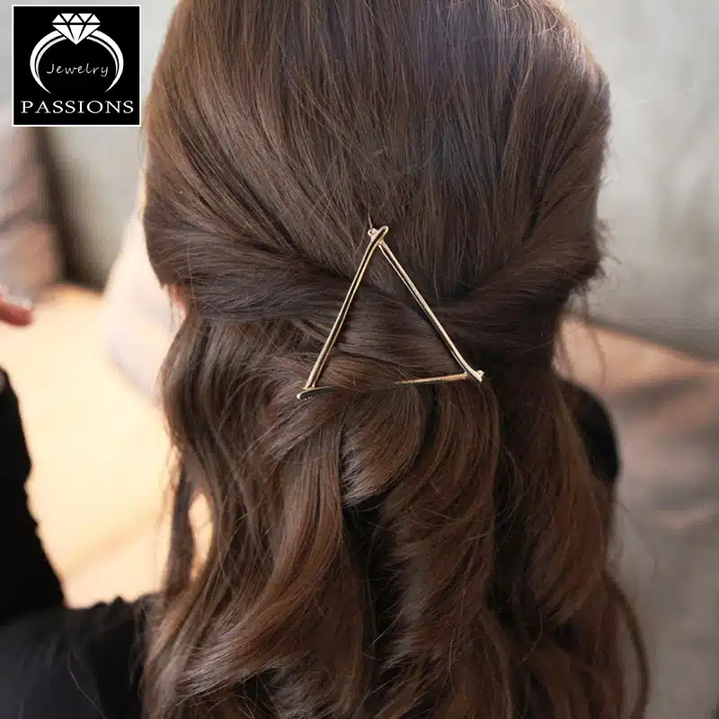 Hot Sale Fashion Gold Silver Metal Round Triangle Geometry Hair Clips Barrettes Hairpin For Women Headwear Decorative Jewelry 22