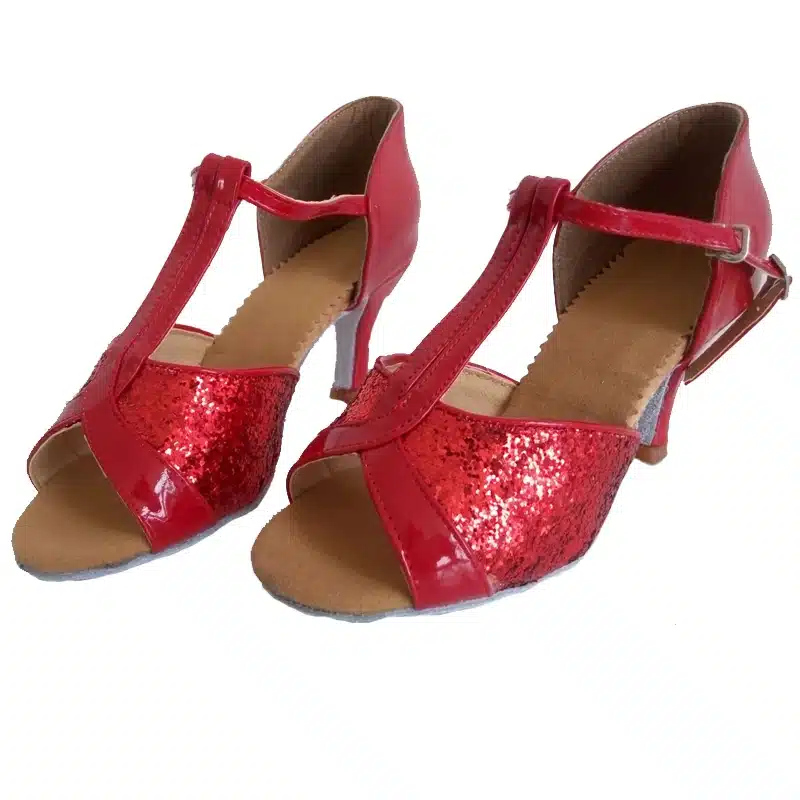 Hot Sale women's Latin dance shoes square and thin heel high quality ladies salsa dance shoes 24