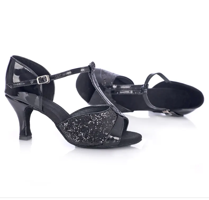 Hot Sale women's Latin dance shoes square and thin heel high quality ladies salsa dance shoes 35