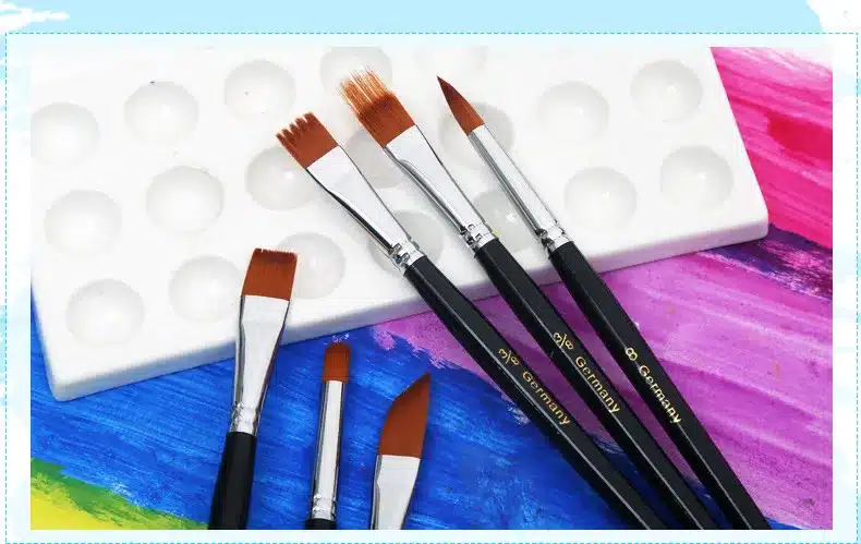 12Pcs Paint Brushes Set Nylon Hair Painting Brush Variety Style Short Rod Oil Acrylic Brush Watercolor Pen Art Supplies 17