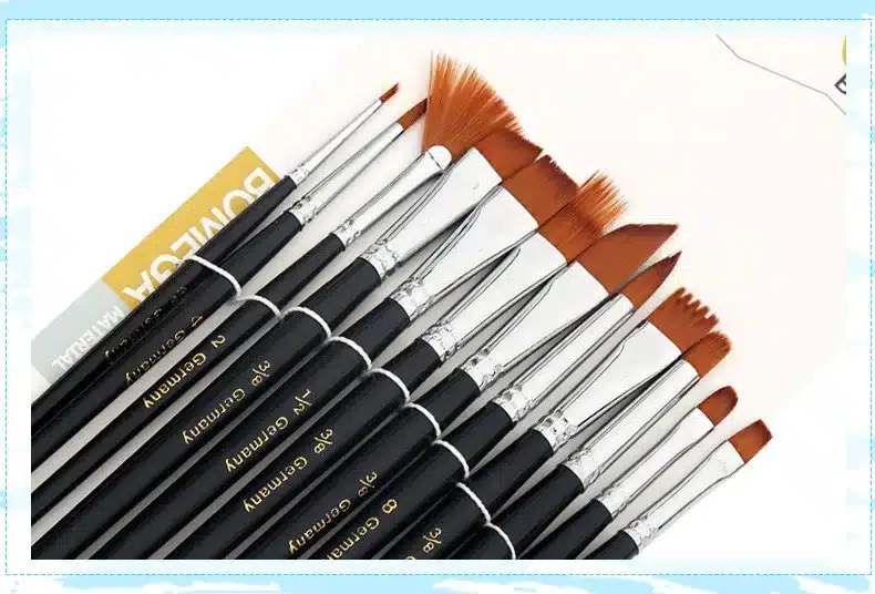 12Pcs Paint Brushes Set Nylon Hair Painting Brush Variety Style Short Rod Oil Acrylic Brush Watercolor Pen Art Supplies 18
