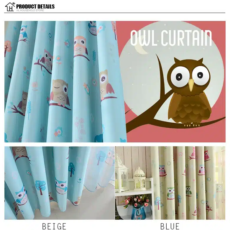 Top Finel Cartoon Bird Pattern Finished Blackout Curtains for Kids Children Living Room the Bedroom Window Curtain Panel Drapes 13