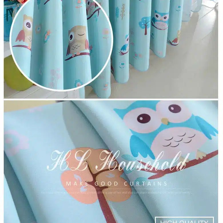 Top Finel Cartoon Bird Pattern Finished Blackout Curtains for Kids Children Living Room the Bedroom Window Curtain Panel Drapes 16